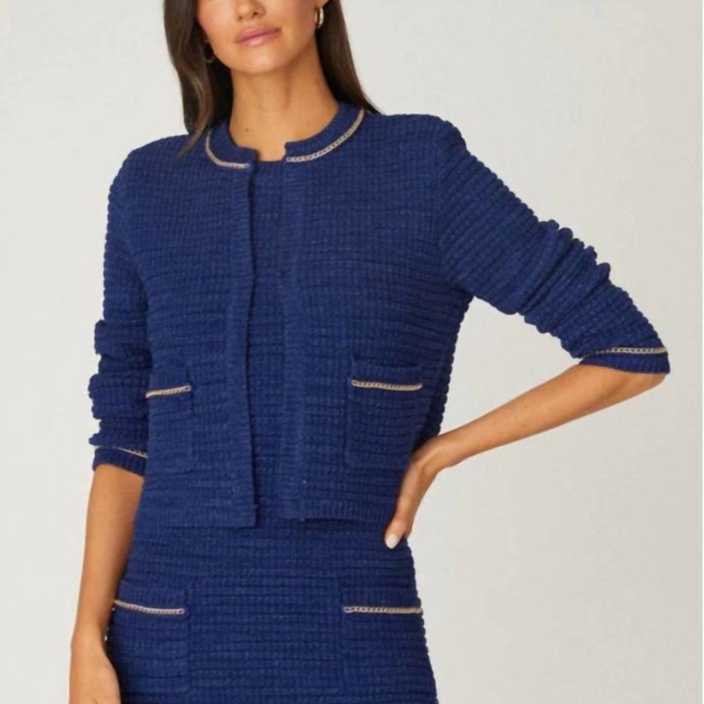 NWT Shoshanna Maeve Blue Knit Jacket